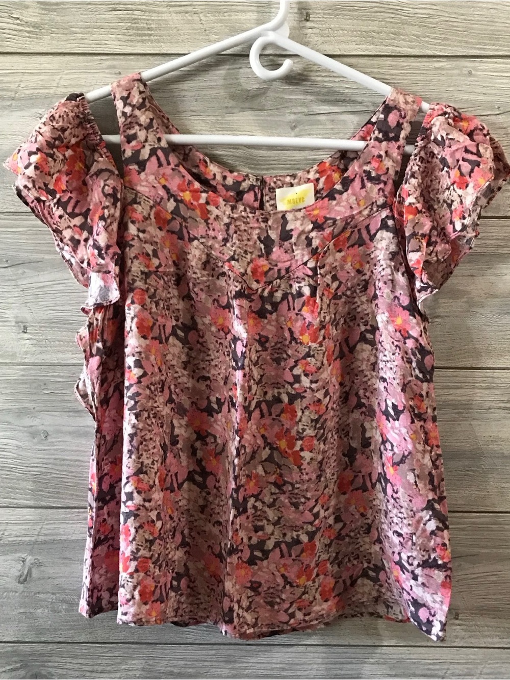Maeve Pink Floral Ruffle Sleeve Women's Top